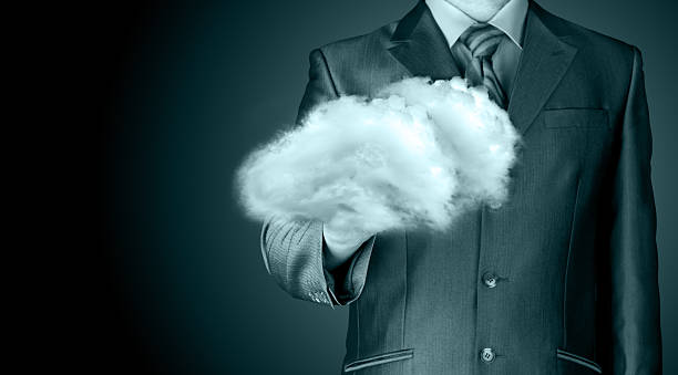 istock Cloud computing concept, close up of young businessman 500734627
