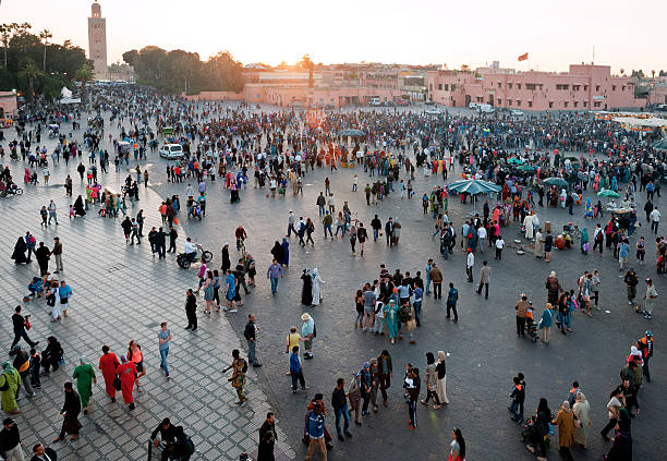 istock Evening Djemaa El Fna Square with Koutoubia Mosque, Marrakech, Morocco 500734763