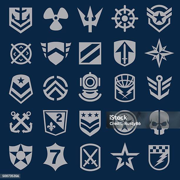 Navy Military Symbol Icons Set Stock Illustration - Download Image Now - Military, Navy, Navy Blue