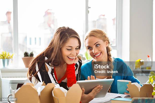 Female Students Learning At Home Stock Photo - Download Image Now - 20-24 Years, Adult, Adults Only