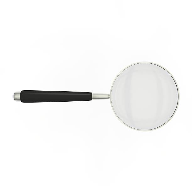 istock Magnifying glass in a metal frame with rubber black handle 500736376