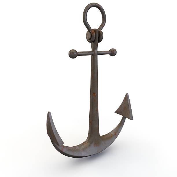 istock Metal rusty sea anchor on a white background 500737260