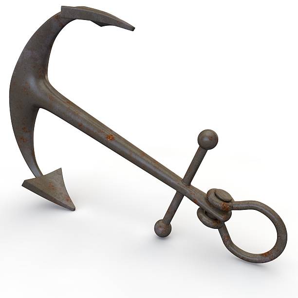 istock Metal rusty sea anchor on a white background 500737604