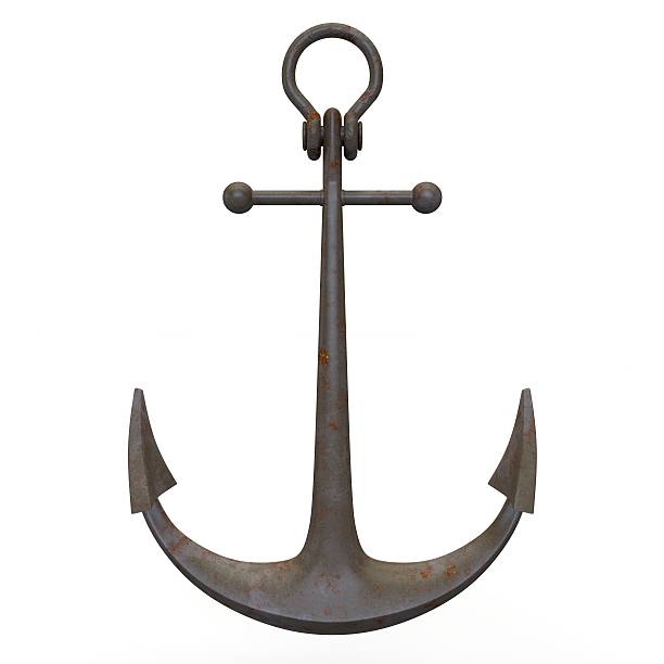 istock Metal rusty sea anchor on a white background 500737692