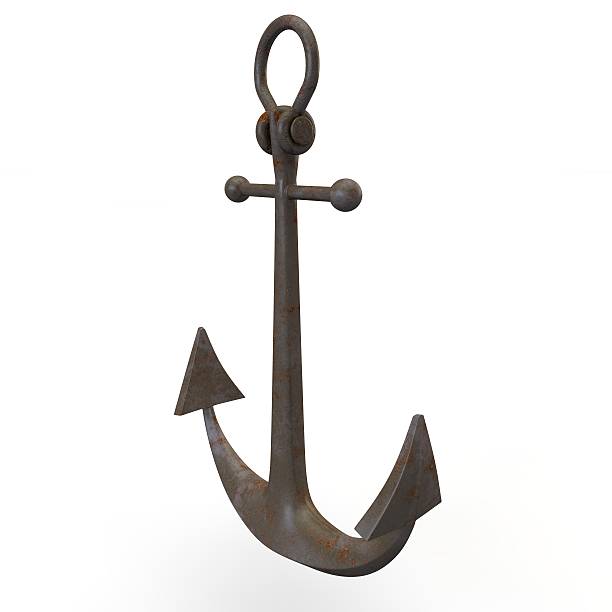 istock Metal rusty sea anchor on a white background 500737966