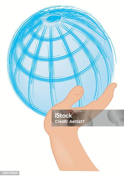 Ilustración de Globe Compatible Con La Mano y más Vectores Libres de Derechos de Agarrar - Agarrar, Azul, Ciencia