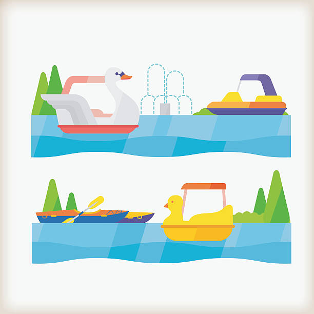 pedal boats Illustration .eps 10 paddleboat stock illustrations