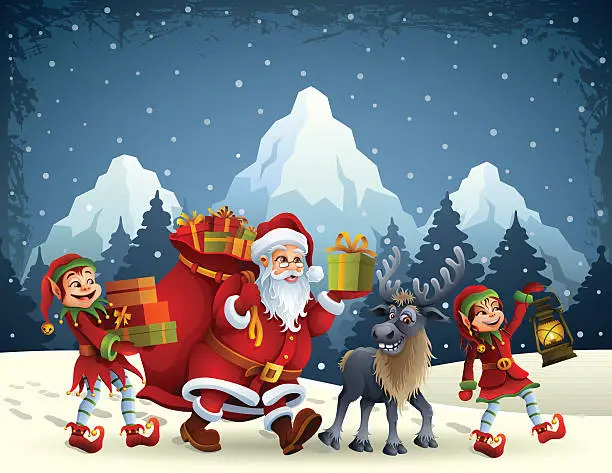 Vector illustration of Santa Claus is coming