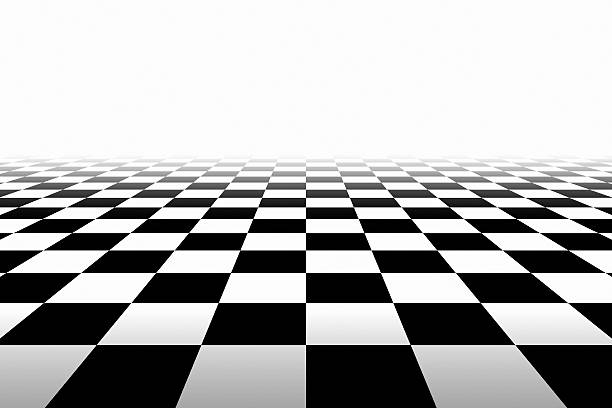 Checkered Background In Perspective Checkered Background In Perspective. Squares - black and white chess board photos stock pictures, royalty-free photos & images