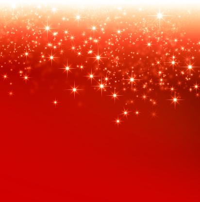 Shiny red Christmas background with star lights falling down