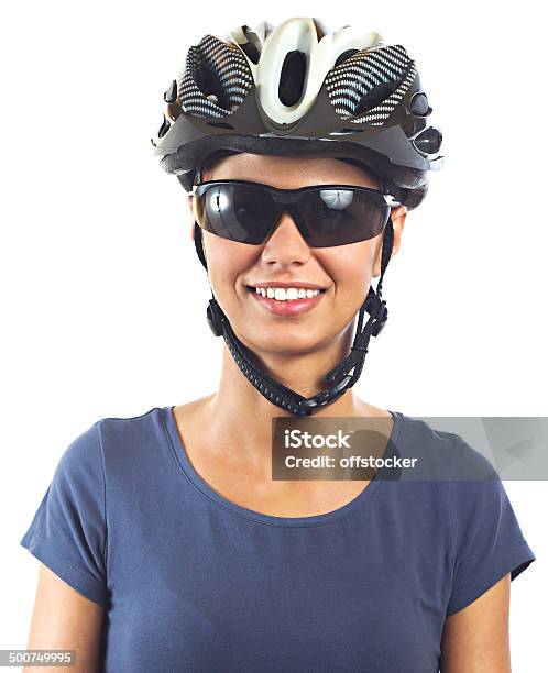 Young Woman With Bicycle Helmet Stock Photo - Download Image Now - Adult, Beautiful People, Beauty