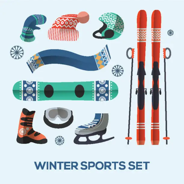 Vector illustration of Winter sports design elements set.