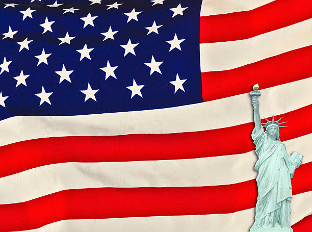 istock Statue of Liberty and Flag 500751145