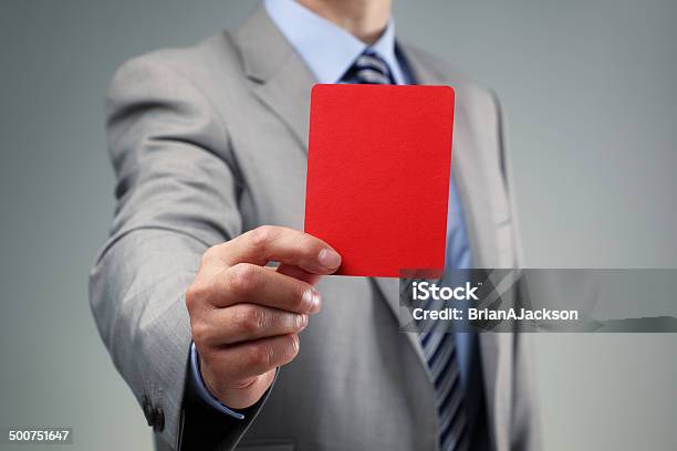 Businessman Showing The Red Card Stock Photo - Download Image Now - Punishment, Forbidden, Red Card