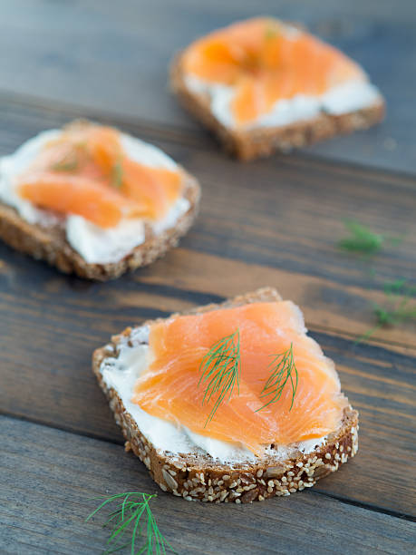 istock Fresh whole wheat sandwiches with smoked salmon 500751724