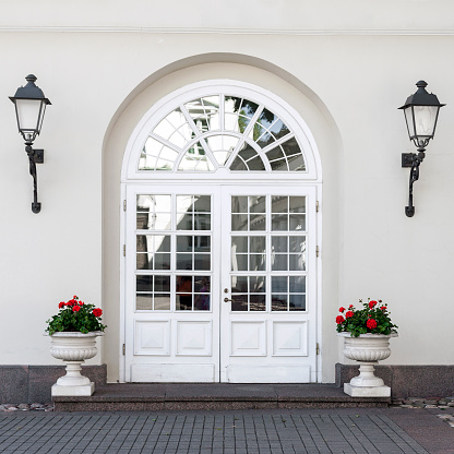 Alkmaar, Netherlands - August 17, 2016: Entrance gate of courtyard Wildemanshofje in Alkmaar, North Holland, Netherlands