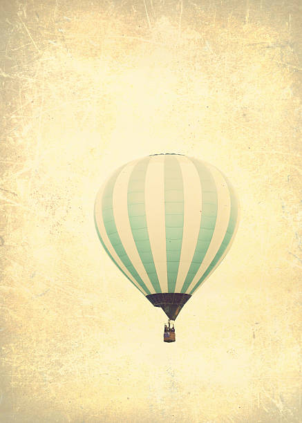 Colorful hot air balloons in flight stock photo