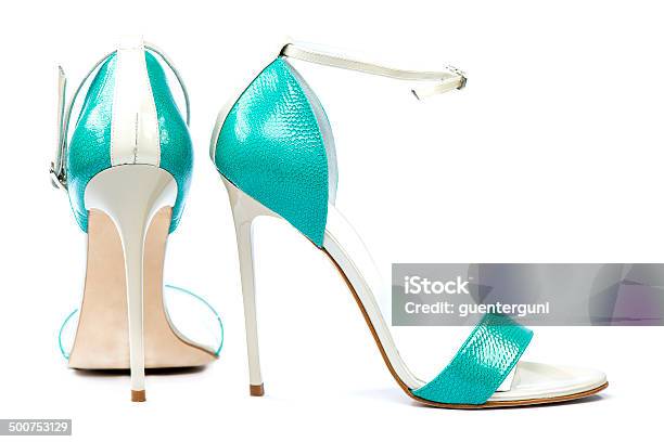 Elegant High Heels Sandals With Ankle Straps Stock Photo - Download Image Now - Ankle Strap Shoe, Arts Culture and Entertainment, Blue