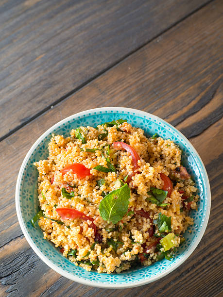 istock Couscous salad in a bowl with copy space 500753146
