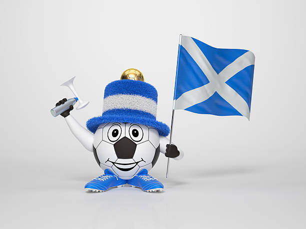 Soccer character fan supporting Scotland stock photo
