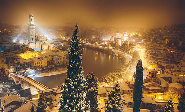 istock Verona by Night under the Snow in Winter 500753425