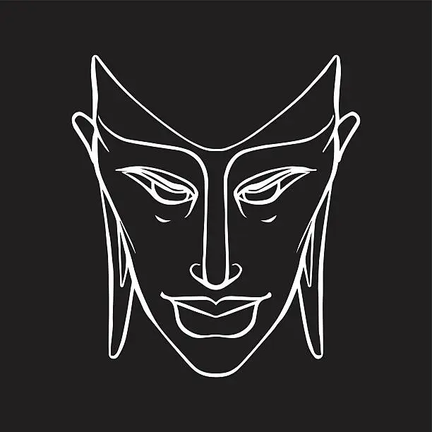 Vector illustration of face_buddha_icon_black