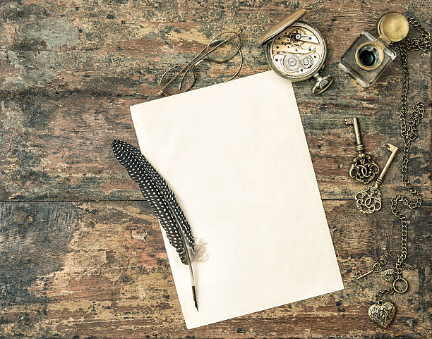 istock Aged paper and antique writing accessories. Vintage style 500754624