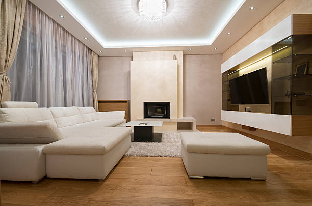 istock Interior of a specious living room with fireplace 500754810