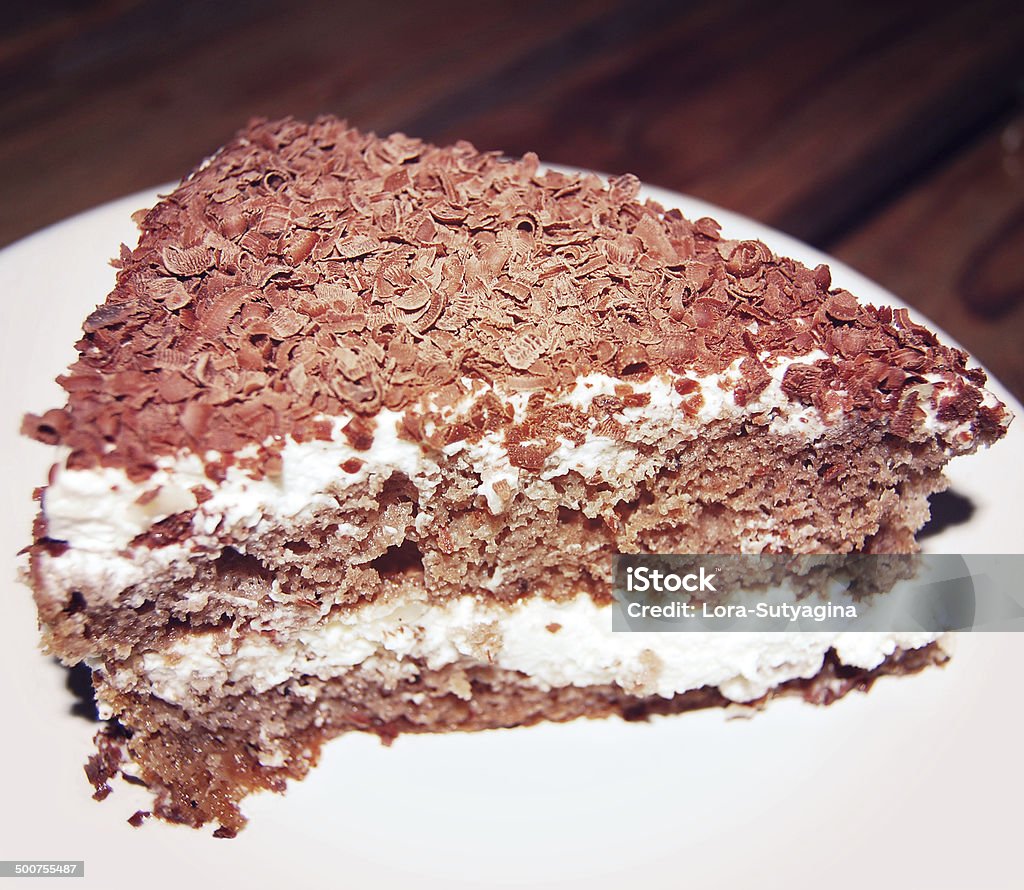 Pudding Kuchen mit Schokoladenspänen und curls-vintage-Effekt. - Lizenzfrei Abnehmen Stock-Foto