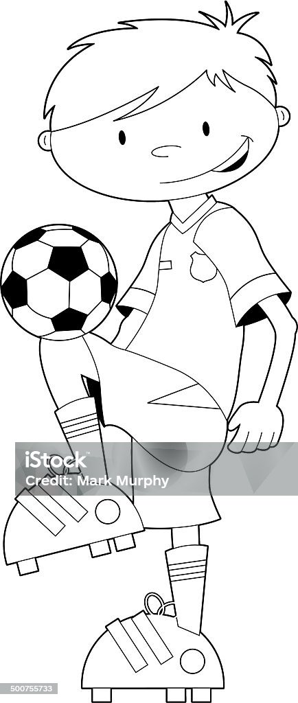 Blanco y negro de fútbol jugador de fútbol - arte vectorial de Adolescente libre de derechos