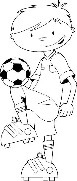 Vector illustration of Black and White Soccer Football Player