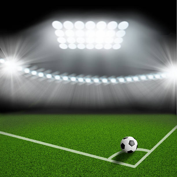istock soccer ball on the green field corner 500755839