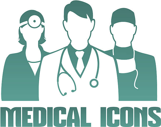 medical symbol mit anderen ärzten - general practitioner stock-grafiken, -clipart, -cartoons und -symbole