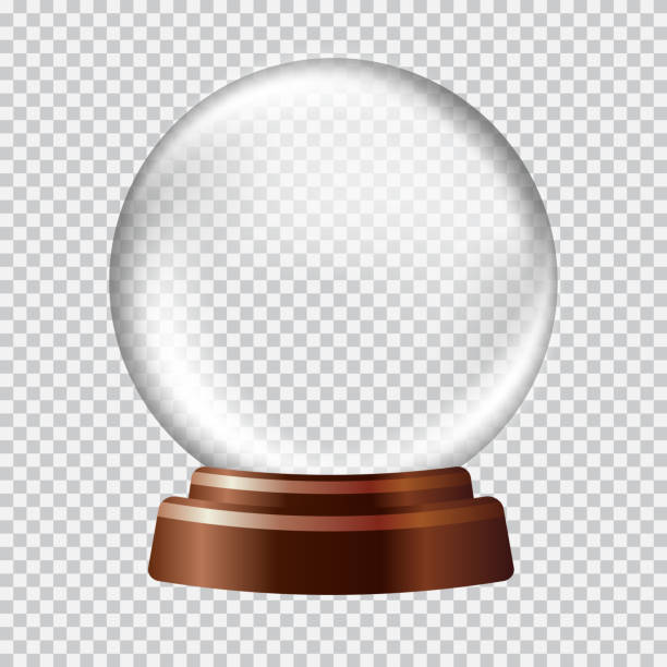 강설 있습니다. 커요 화이트 투명 유리 sphere에 대한 확신 - snow globe dome glass transparent stock illustrations