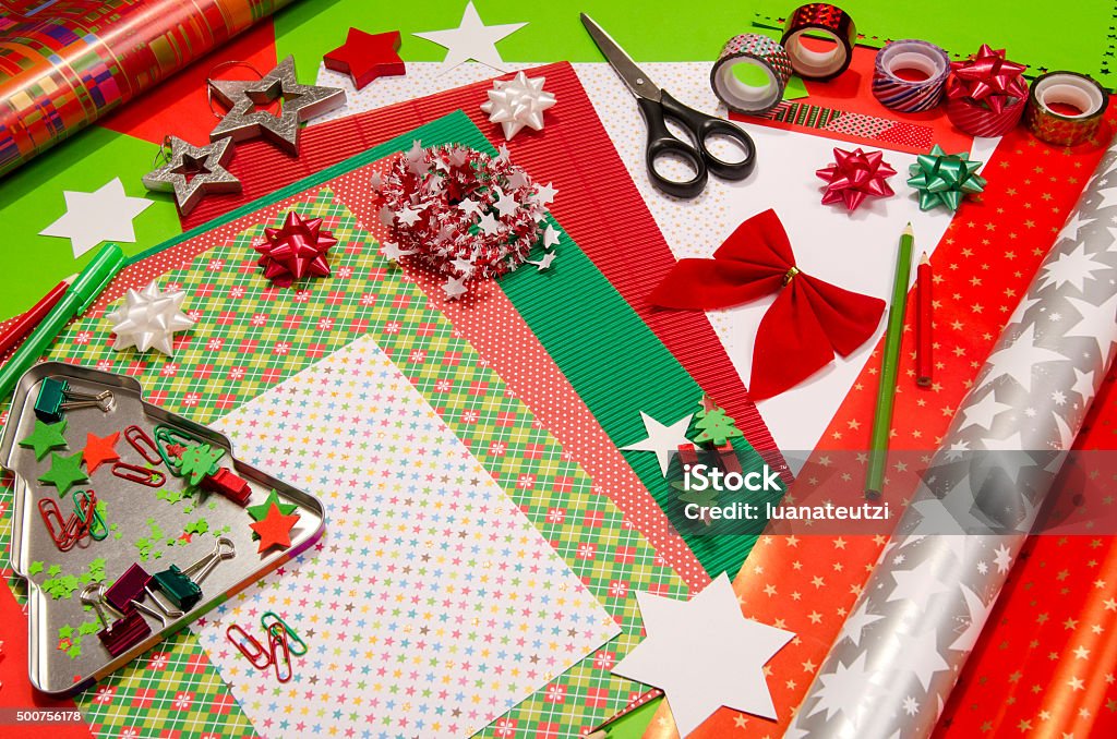 Arts And Craft Supplies For Christmas Stock Photo - Download Image Now -  Adhesive Tape, Art, Art And Craft - iStock
