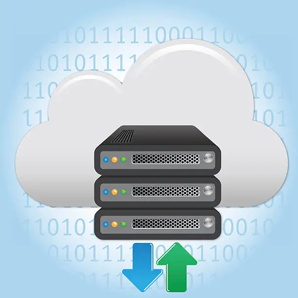 Vector illustration of cloud computing with server