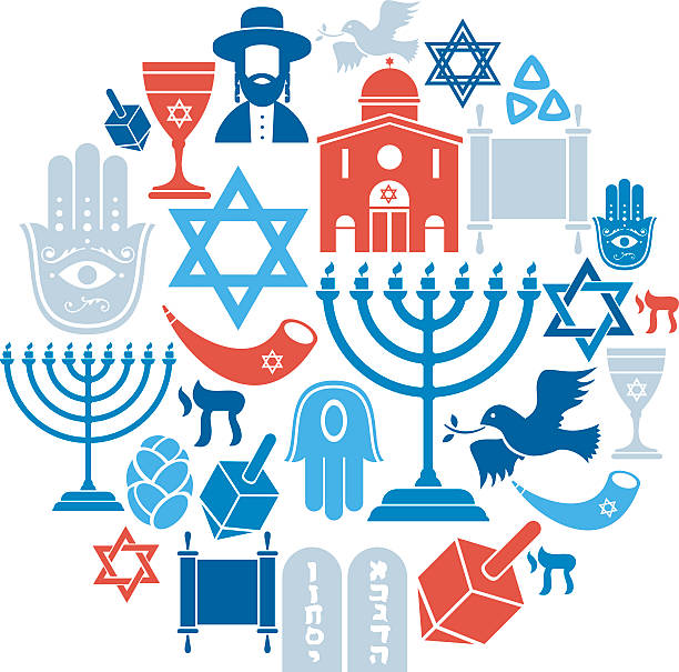 judaism icon set - musevilik illüstrasyonlar stock illustrations