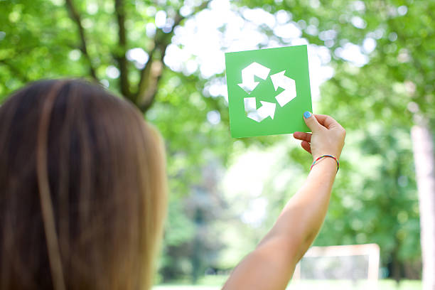 istock Woman holding a recycle sign 500757247