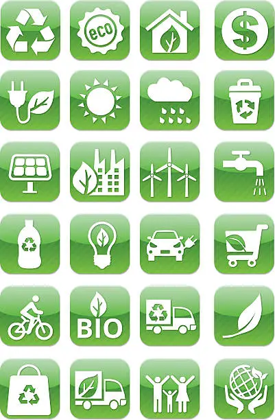 Vector illustration of eco green app icons