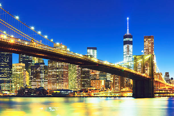 istock Brooklyn bridge with  Freedom tower in background 500757543
