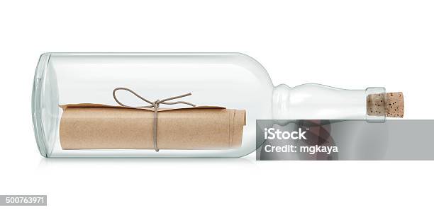 Message In A Bottle Stock Photo - Download Image Now - Bottle, Message in a Bottle, Letter - Document