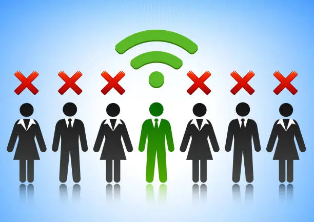 Vector illustration of Business People and Wi-Fi Hotspot