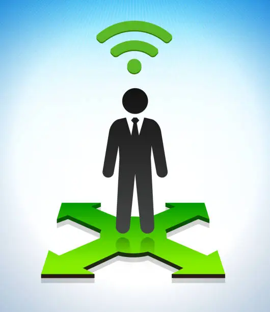 Vector illustration of Wi-Fi and Stickfigure Directions