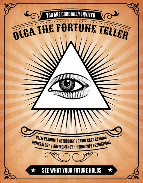 Vector illustration of Astrology Fortune Teller on royalty free vector Background Poster