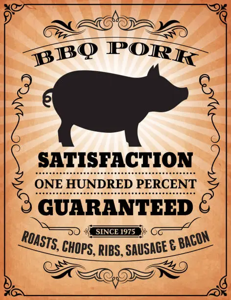 Vector illustration of Pork BBQ Event Poster on royalty free vector Background