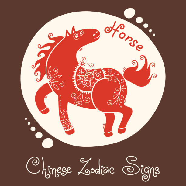 Horse Chinese Zodiac Sign Stock Illustration - Download Image Now - Year Of  The Snake, Animal, Animal Markings - iStock