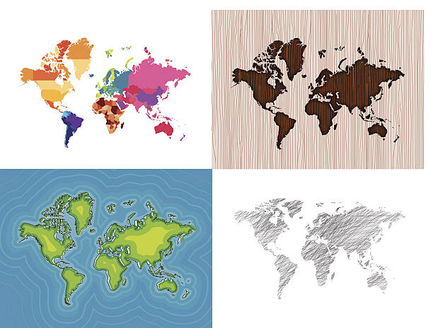 World Maps Series (1/4) Collection of various maps mapa mundi vector stock illustrations