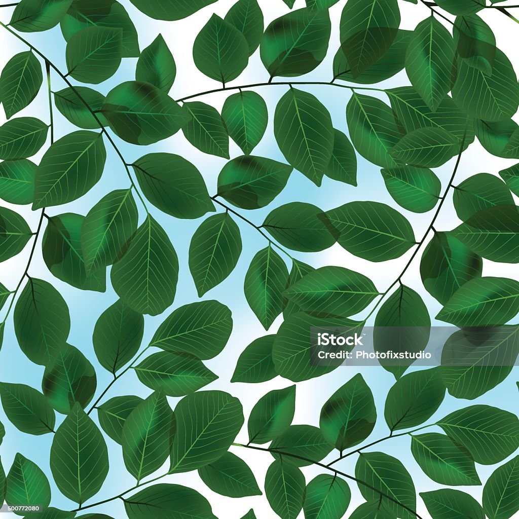 Green leaves canopy and sky in a seamless pattern Green leaves canopy and sky in a seamless pattern. Tree Canopy stock vector