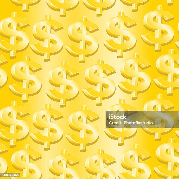 Gold Dollar Symbol In A Seamless Pattern Stock Illustration - Download Image Now - Backgrounds, Banking, Bringing Home The Bacon