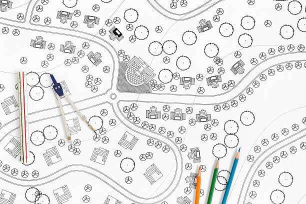 Landscape Architect Designs Blueprints For Resort.